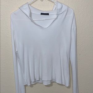 Brandy Melville white thermal hooded long sleeve